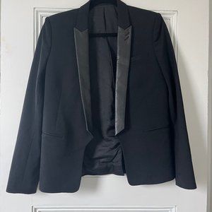 The Kooples Black cropped blazer with leather accented collar